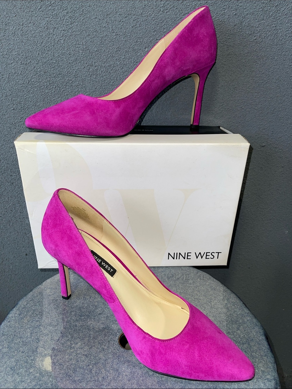 Nine West Hot Pink Suede Pointed-Toe Stiletto Pumps